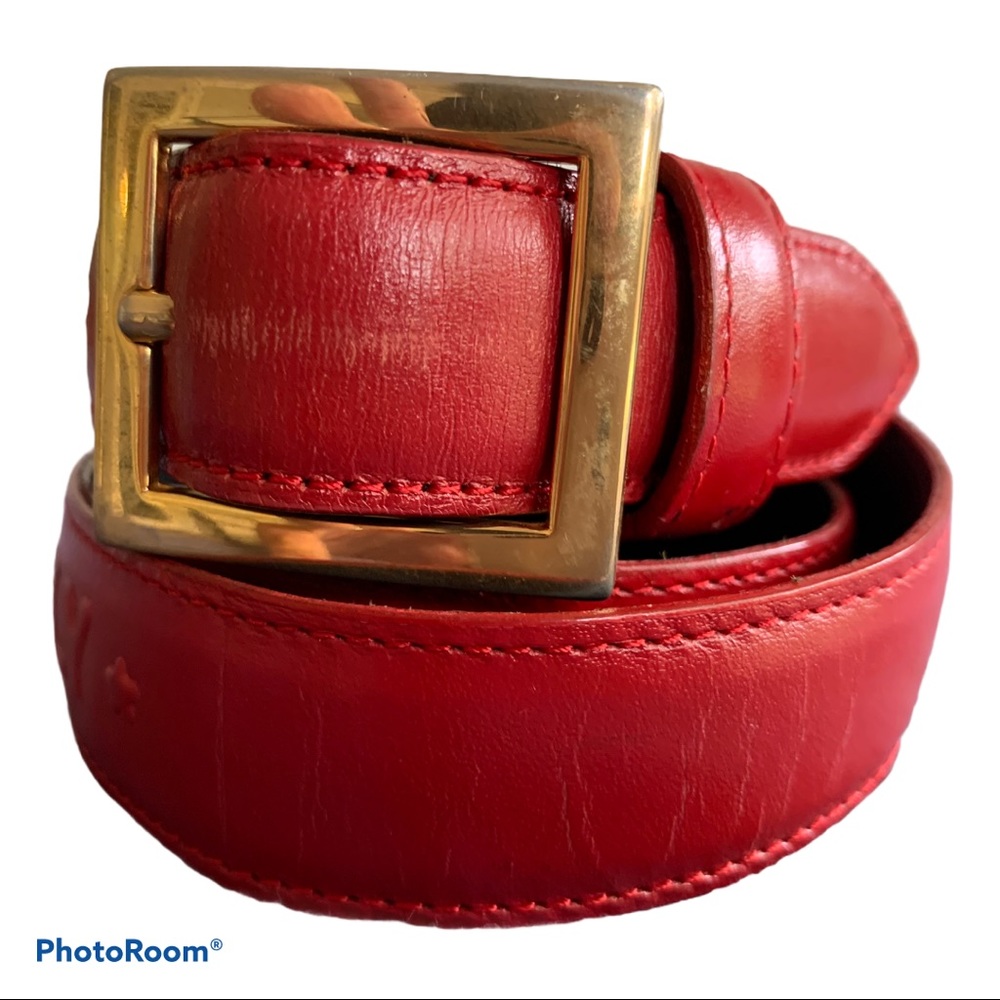 Fendi Roma 1925 Italy Belt Leather Brass Red  42 Small
